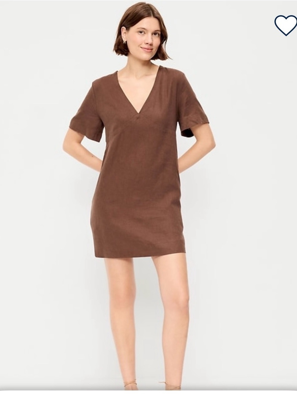 Old Navy Brown V‑Neck Short Sleeve Shift Dress